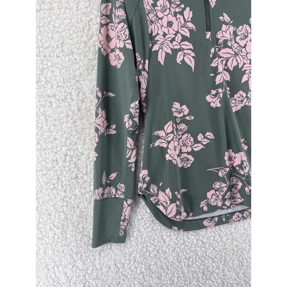 Title Nine Swim Shirt Womens XS Floral Green Pink Long Sleeve Rash Guard Zip - Picture 2 of 8